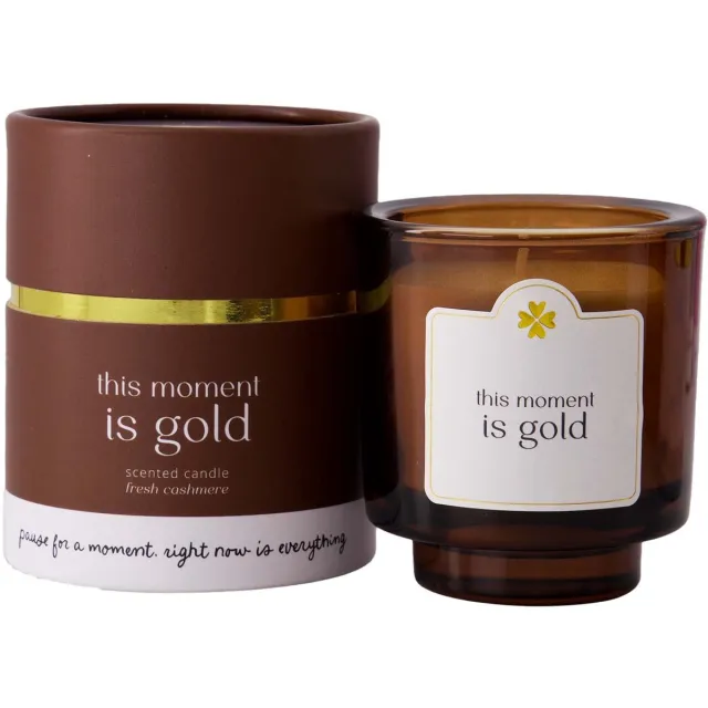 Zusss Geurkaars In Koker This Moment Is Gold - Brown / White - Ø8,9X10,7Cm