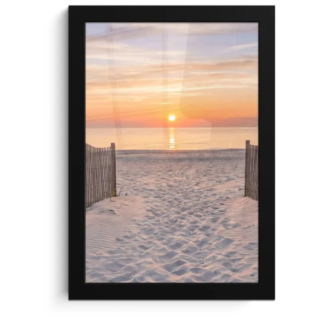 FrameYourWall Poster in lijst - Fotolijst 20x30 cm - Posters - Zonsondergang - Strand - Zand - Posterlijst zwart - Decoratie - Wanddecoratie woonkamer - Muurdecoratie slaapkamer