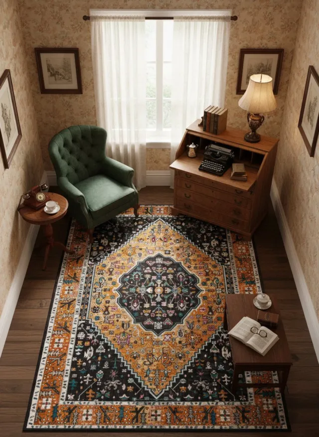 Muratap Picasso Paloma Vintage Vloerkleed - Multi / Geel - Laagpolig- 240x340 CM Multikleur