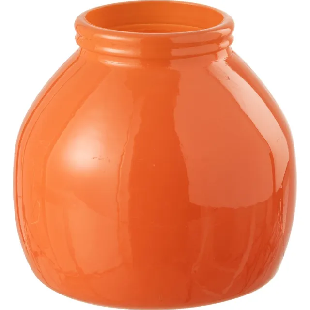 J-Line vaas - glas - oranje - small - Ø 21 cm