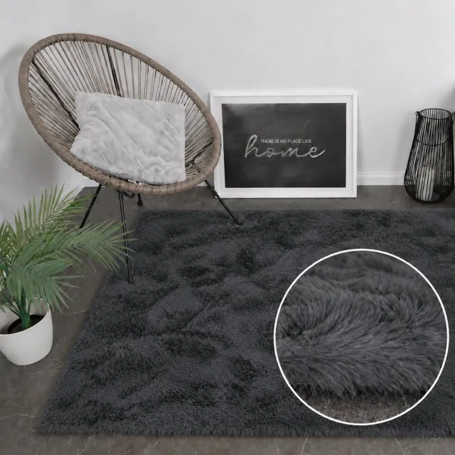 Moonay KNUFFEL Fluffy Vloerkleed – Antraciet / Donkergrijs – 80 x 150 cm – Hoogpolig 30 mm Shaggy Tapijt – Zacht – Rechthoekig