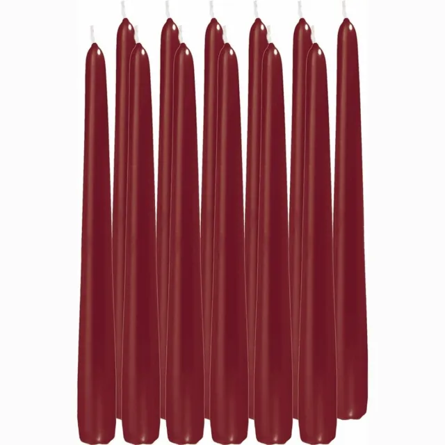 Trend Candles Dinerkaarsen/kandelaarkaarsen Cello - 12x stuks - bordeauxrood - 8 branduren - 25 cm Bordeaux rood