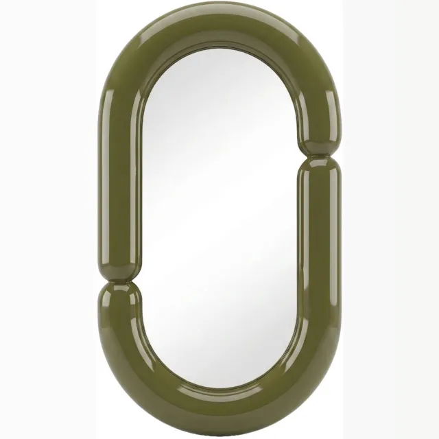 sweeek Spiegel met glossy afwerking ovaal 70cm groen - sweeek