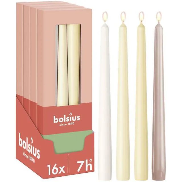 Bolsius dinerkaarsen (16 stuks) (7 branduren) multi