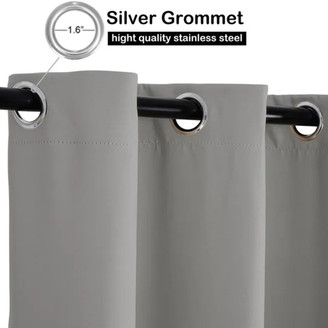 Qelus Waterdichte Outdoor Gordijnen - Buiten Gordijnen Overkapping - Buiten UV-Beschermende Gordijnen - Outdoor gordijnen voor patio en pergola - B 254 x H 274 cm - Grijs - 1 stuk