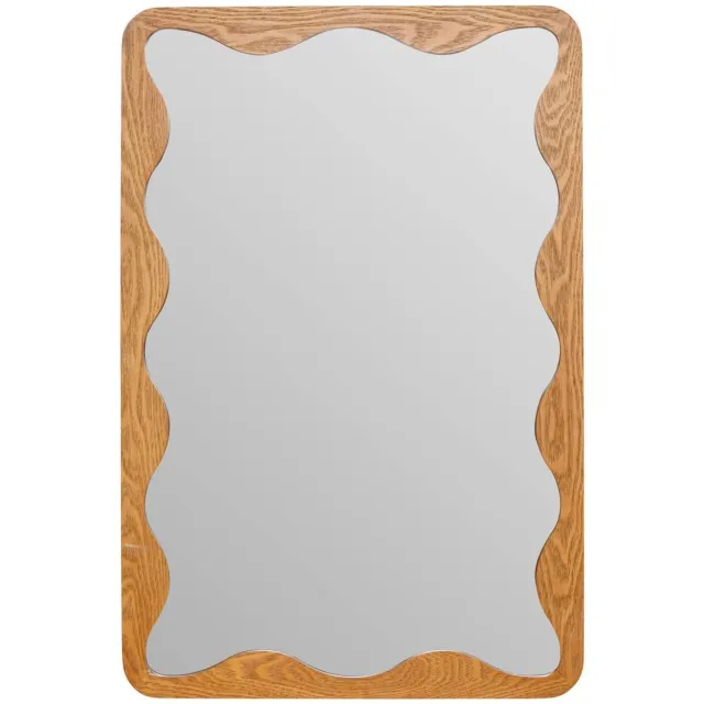 Atmosphera Créateur d'intérieur® Rechthoekige wandspiegel met houten lijst met golfmotief TINNY Marron
