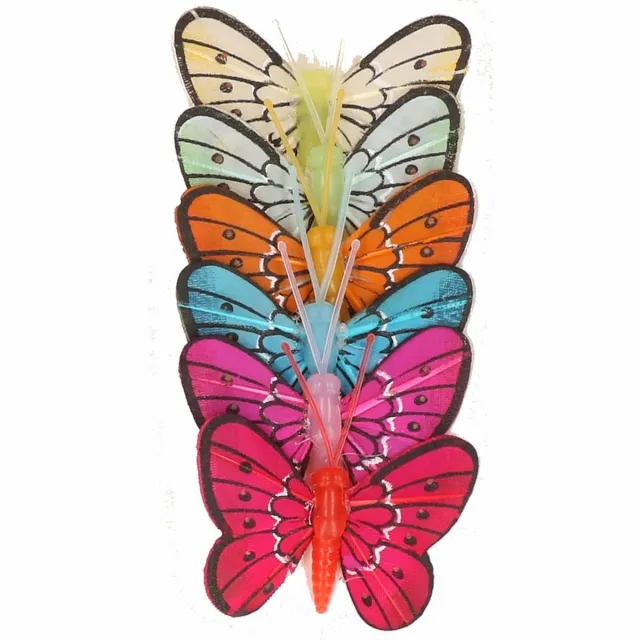 Rayher hobby materialen decoratie Vlinders - 12x stuks - op prikkers - 5 cm - dieren - knutselen Multi