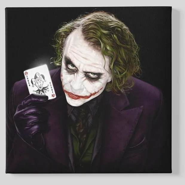 Trendex Global Vierkant Canvas Schilderij - Joker Kaart - 100x100 cm Wit
