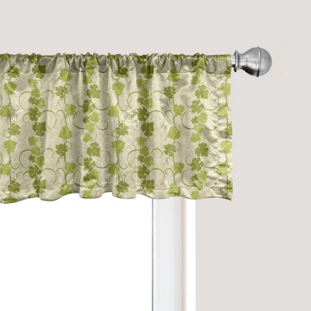 ABAKUHAUS Wijnkleurige raamvalletje, gordijnvalletje voor keuken en slaapkamer met tunnelzoom, 137 cm x 45 cm, olijfgroen mosterd Olijfgroene mosterd