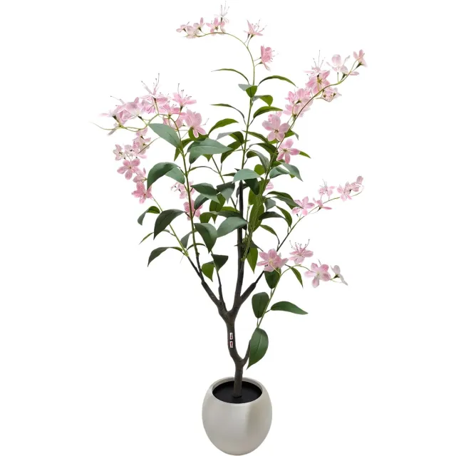Happiq Kunstmatige Jasmijnboom - Voor Thuiskantoor & Binnen - Nepbloemplant, Faux Stijl - Witte Plantenbak - Flower Tree-120cm Groen
