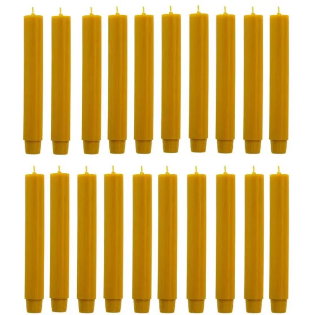 Rustik Lys chique mooie dinerkaarsen pak van 20 stuks 2.6 x 18 cm in de kleur Natuur Okergeel