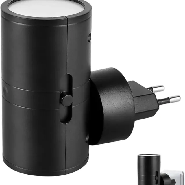 carmdering Stekkerlamp - Bewegingssensor Lamp Binnen - Nachtlampje Stopcontact - Stekkerspot - Warm Licht - ABS-Kunststof - Zwart