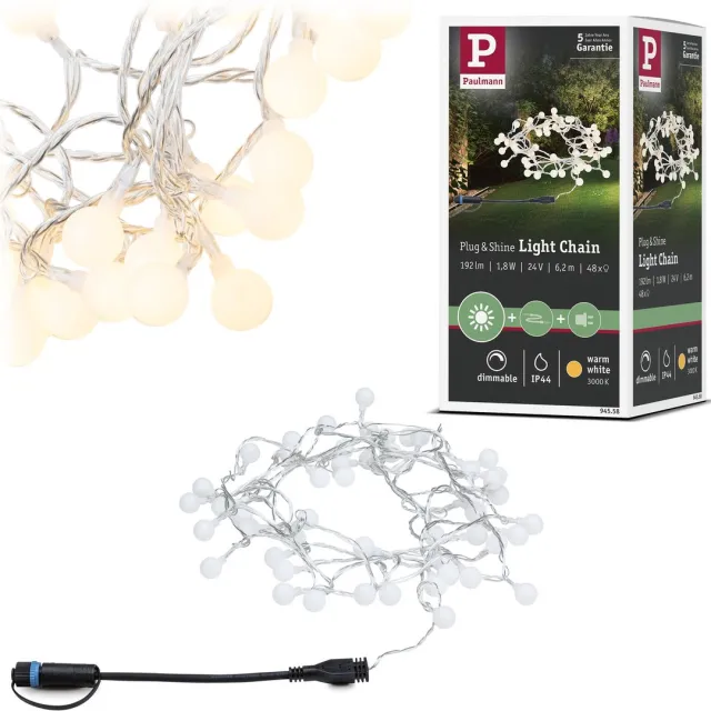 Paulmann Plug & Shine LED-lichtketting Warm wit IP44 3000K Zwart