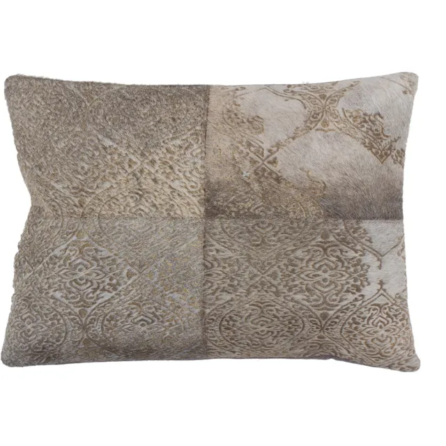 Padiro sierkussen - 40 x 60 cm - Zilverkleurig - Vintage, Ornamentpatroon - Leer Grijs
