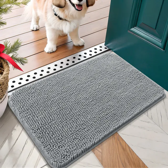 OLANLY Deurmat - Binnen deurmat - Waterabsorberend en antislip - 41x61 cm - Grijs