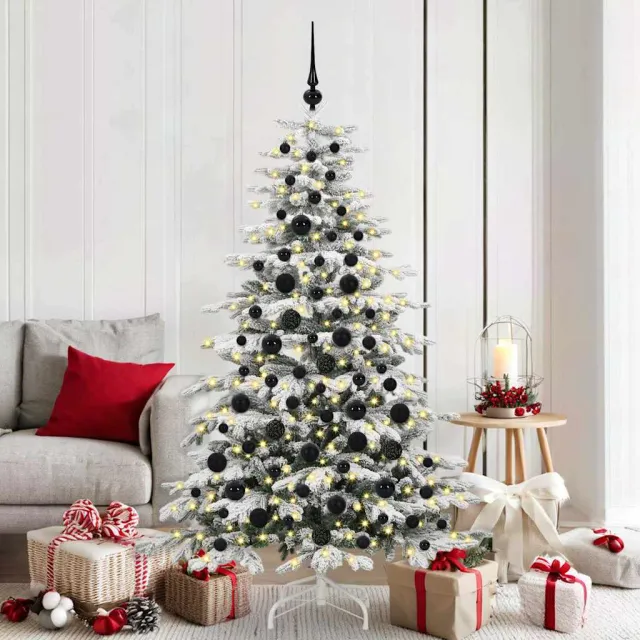 vidaXL Kerstbal Set 120 st Zwart Ø 6 cm Kunststof 300 LED's