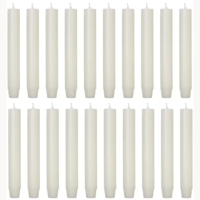 Rustik Lys chique mooie dinerkaarsen pak van 20 stuks 2.6 x 18 cm in de kleur Ivoor