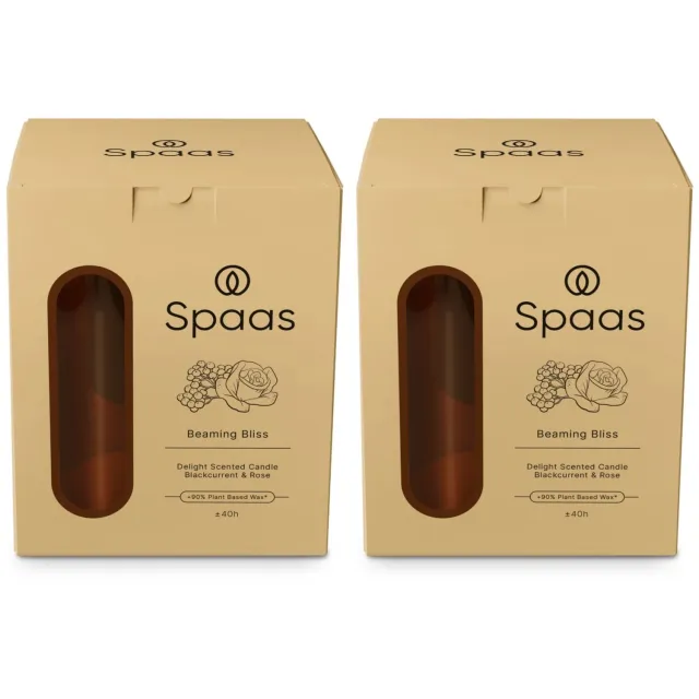 Spaas Delight Geurkaars in glas - Set van 2 Geurkaarsen - Zwarte bessen en Rozen - Large - circa 40u - Beaming Bliss Ivoor Beaming Bliss