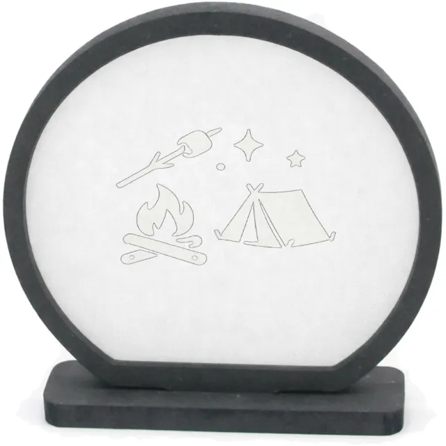 Mr Cadeautjes Houten fotolijst rond met MDF inleg - design Minimalistische buitenhumor met een avondvuur-thema | cadeau Wit
