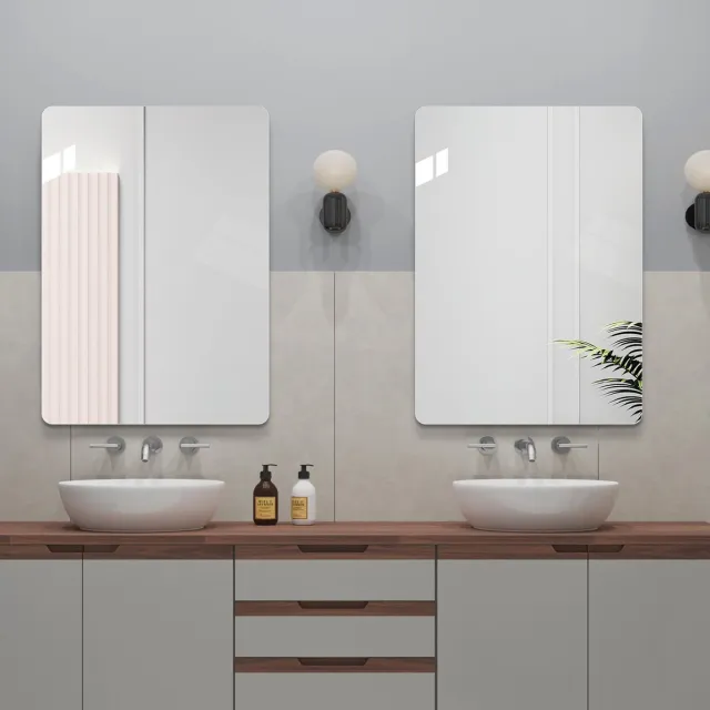 HAUSS SPOLE Spiegel – 70 x 50 cm – Frameloos Met R50 Afgeronde Hoeken – Glas – Zilver – Wandspiegel Voor Badkamer – Horizontaal Of Verticaal