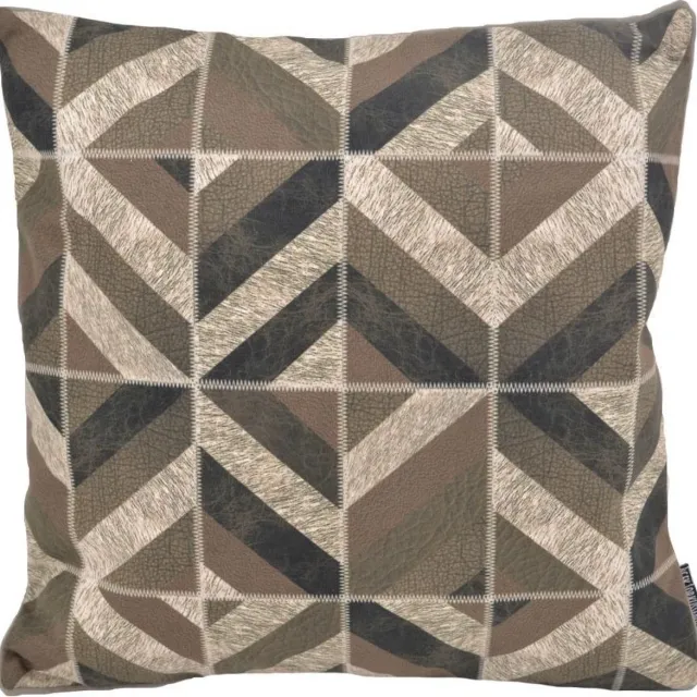 Gek op Kussens! Stripe Patchwork #2 Kussenhoes | Imitatiesuède / Polyester | 45 x 45 cm groen/grijs