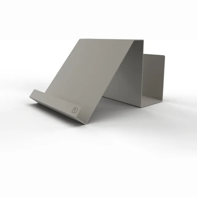 Steellish Kookboekhouder | Kitchen Butler | Grijs | met extra opbergvak | uniek design | Aluminium | 45 × 25 × 20 cm Steengrijs