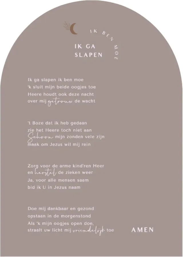 LittleConcept.Store Poster A4 'Ik ga slapen, ik ben moe' oude versie op luxe papier - Taupe