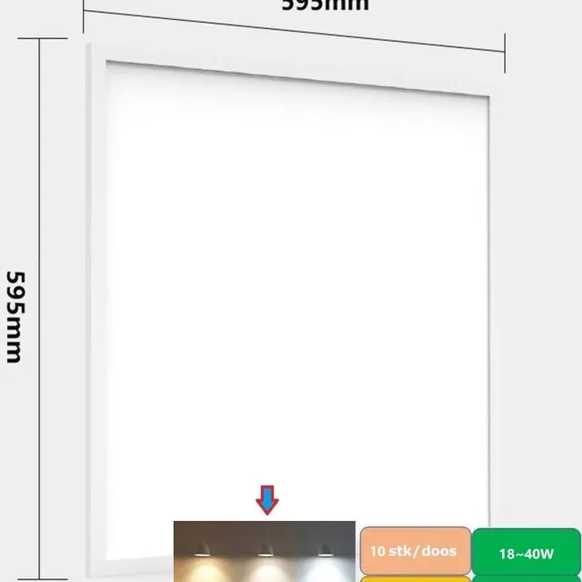 TulpLux 8pcs - LED paneel 60x60 cm, 4000k (neutraal wit), 13~42w, 2080~6720lm UGR Wit frame