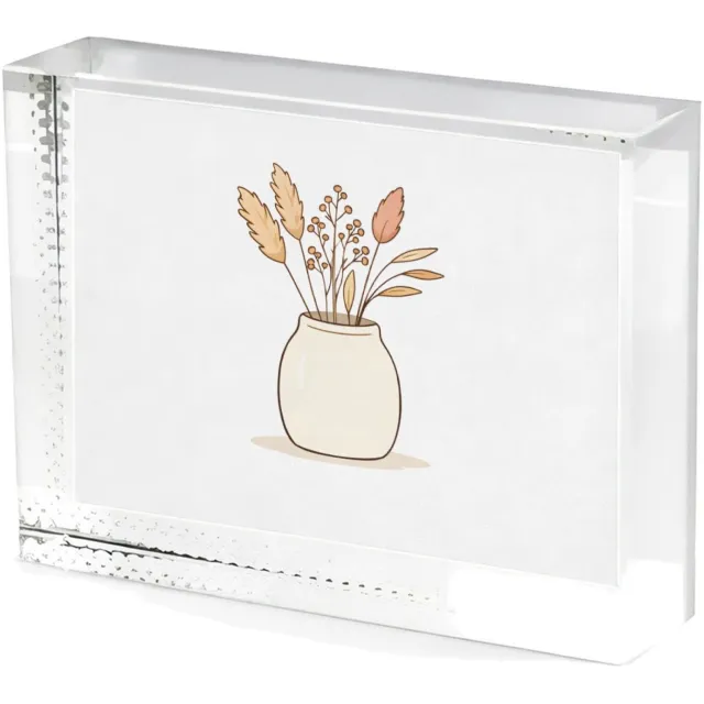 Mr Cadeautjes Fotokristal Een minimalistisch botanisch tekstontwerp met een warm thuis - glas, 8 x 6 cm - kristallen | cadeau Wit