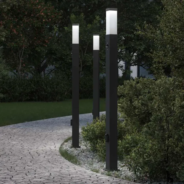 vidaXL Bolderverlichting met sensor en stopcontact 3 stuks 110cm zwart
