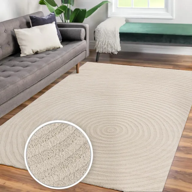 TT Home Woonkamertapijt eetkamer kortpolig Japandi Scandinavisch Boho boog zacht 3D 160 x 220 cm Rechthoek 160 x 220 cm Rechthoek beige