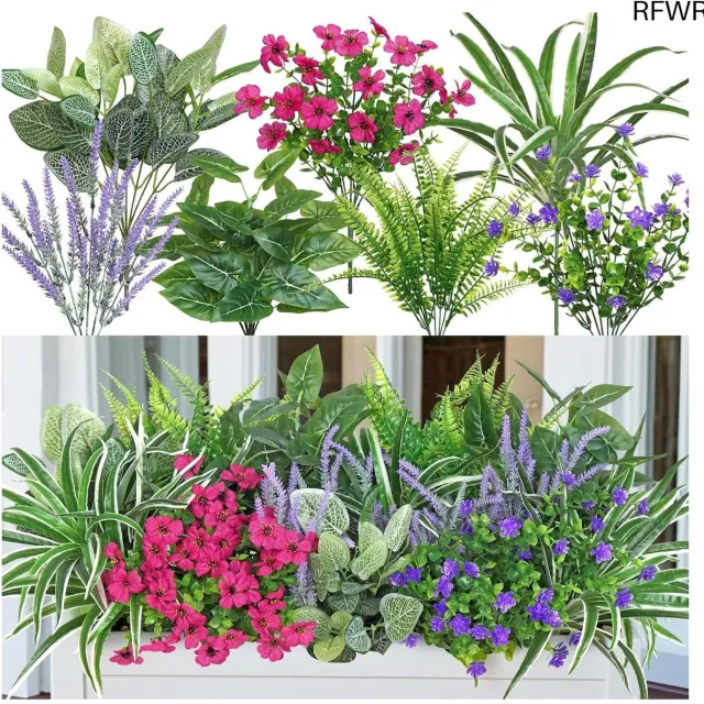 RFWR Kunstplanten voor Buiten - 20 Stuks Weerbestendige Bloemen voor Balkon en Tuin Roze
