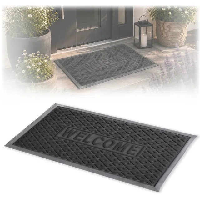 KADAX Deurmat, Entreemat van robuust polyester met rubberen zijde, resistente vuilvangmat in 6 verschillende patronen naar keuze, deurmat, rechthoekig, 75 x 45 cm, antraciet Zwart