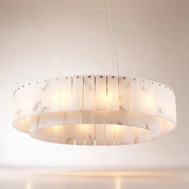 YUYI Kroonluchter rond Spaans natuurmarmer Ø79cm, modern hanglamp, 12 G9 lampen inbegrepen, gouden metaal voor woonkamer en eetkamer Wit