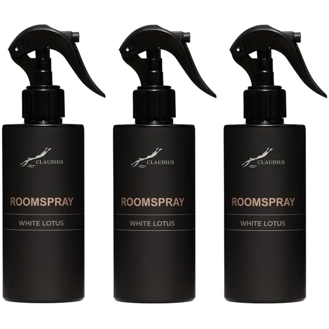Splashbox Cosmetics Roomspray White Lotus 300 ml - set van 3 stuks - luxe huisparfum spray - geurspray - verfrissend en bloemig - Voordeelverpakking Zwart