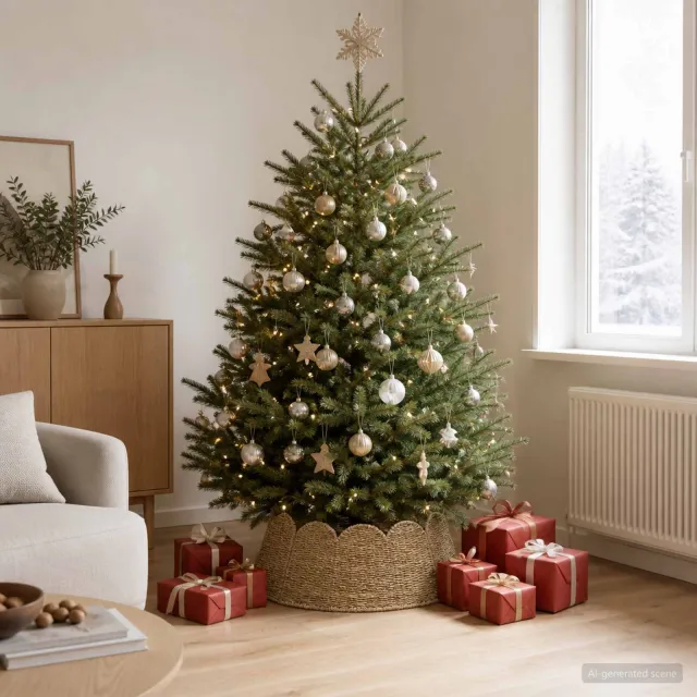 vidaXL Kerstboomkraag Rond Naturel Dia. 60 x 22 cm Zeegras
