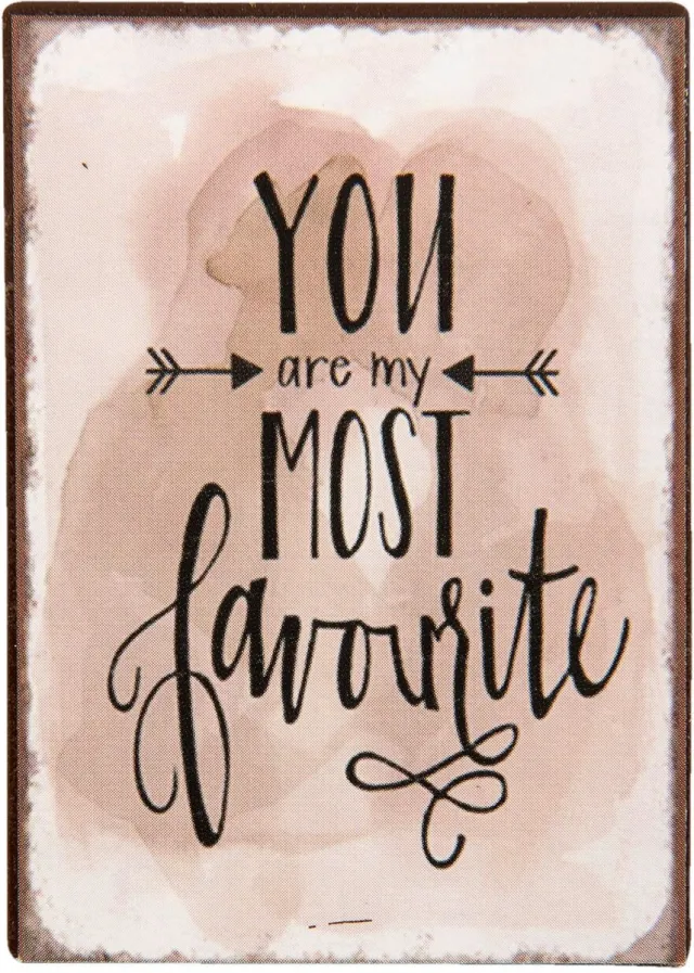 Clayre & Eef Decoratie Magneet 5x1x7 cm Roze Ijzer Rechthoek Most Favourite Koelkast Magneet