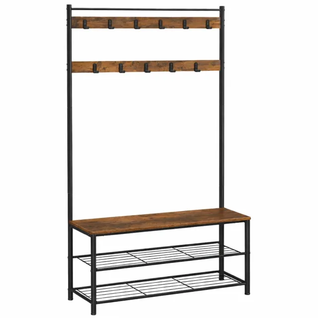 Acaza Kapstok - Kapstok Staand - Kapstok met Schoenenrek - Staande Kapstok - 85 x 32 x 175 cm - Vintage Bruin en Zwart