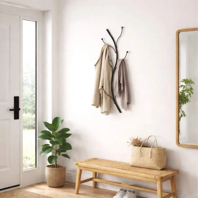 ‎DanDiBo DanDiBo Flora Wandkapstok boom - 6 haken - Zwart metaal - 97 cm
