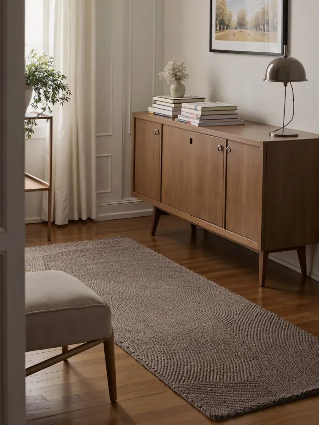 flycarpets Calmio Wollen Loper Taupe - Laagpolig - Japandi / Scandinavisch