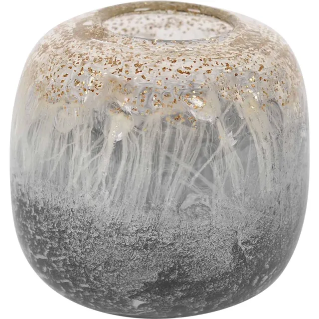 Rasteli Vaas - glas - grijs - D16,5 x H14,5 cm - Opening 6 cm