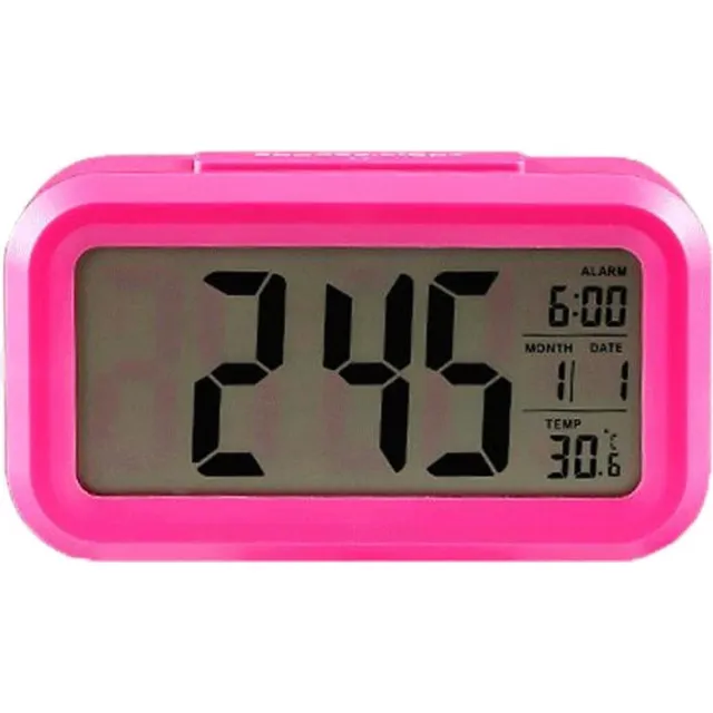 Lazybones LED - Alarm Wekker - Temperatuur - Datum - Roze