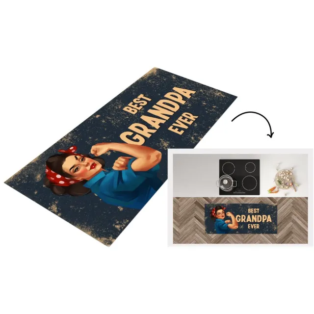 KitchenYeah Keukenloper - Loper keuken - Cadeau opa - Vaderdag - Spreuken - Best grandpa ever - Quote - Keukenloper vinyl Multicolor