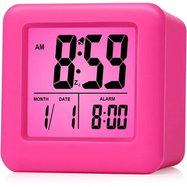 ShopHaven Digitale Reiswekker met Verlichte Display - Handige en Betrouwbare Wekker voor Thuis en Reizen roze