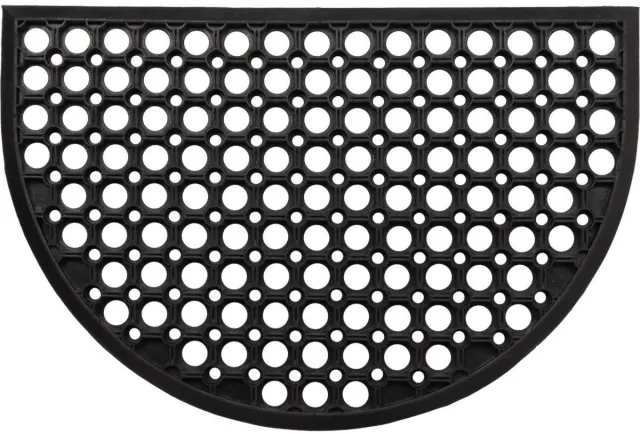 Luance Deurmat Maan - halfrond - rubber - rondjes patroon - 60 x 40 cm Zwart
