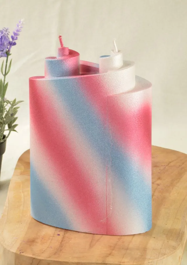 MilaNNE Piaf Kaars met 2 pitten, type Parijs, hoogte: 18 cm - Gemaakt door Candles by Milanne - BEKIJK VIDEO blauw