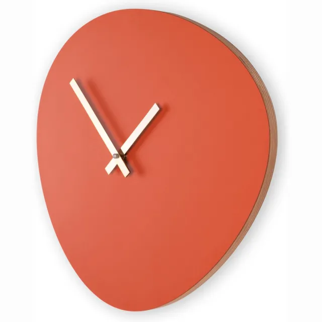 Kloq Wandklok 'Pebble' Roest Rood & Witte wijzers Roest Rood en Wit