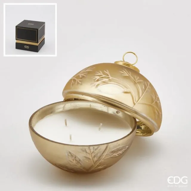 ENZO DE GASPERI EDG - Enzo De Gasperi Glazen Kerstbolkaars goud met bladeren