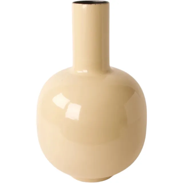 Winq Vaas Emaille Beige 26x40cm-Hoge Vaas-Metalen vaas-vaas voor kunstbloemen