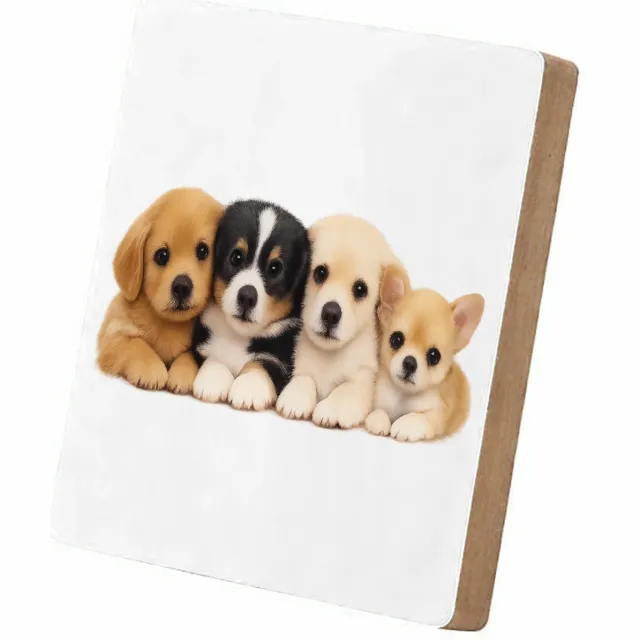Mr Cadeautjes MDF staande fotolijst 15,2 x 15,2 - design Een vrolijke, zachte dierenprint met een compacte groep jong | cadeau Wit